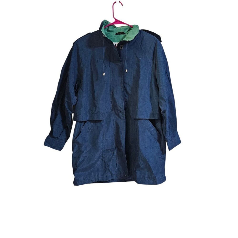 Vintage 80s Utex 50 Seafoam Blue Long Jacket Medium